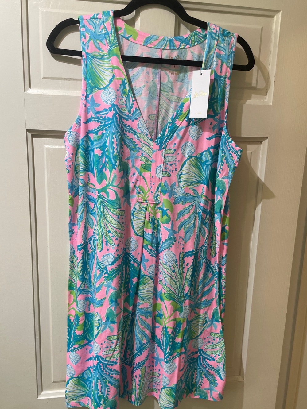 Lily Pulitzer Sleeveless V-Neck Tropical Print Dress - Pink, Blue & Green NWT